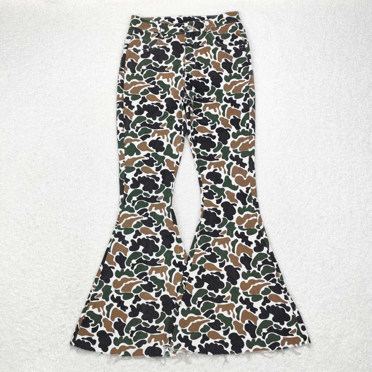 P0583 Adult women brown green camouflage beige denim trousers