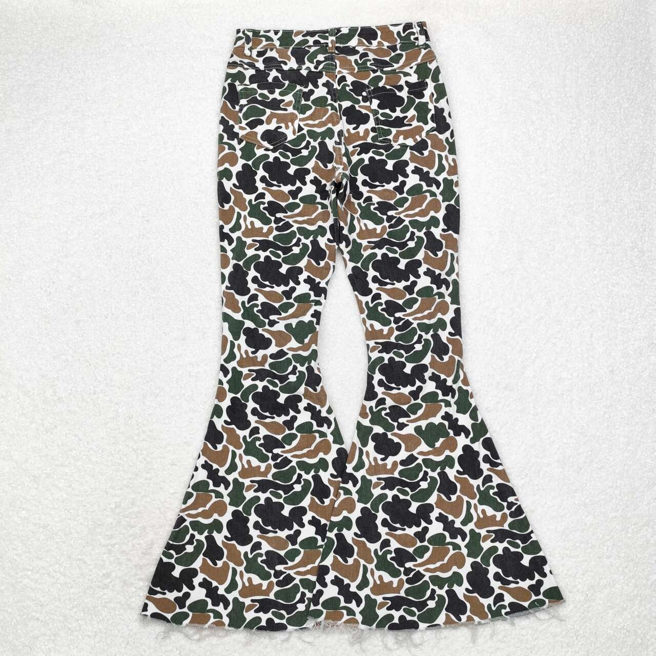 P0583 Adult women brown green camouflage beige denim trousers