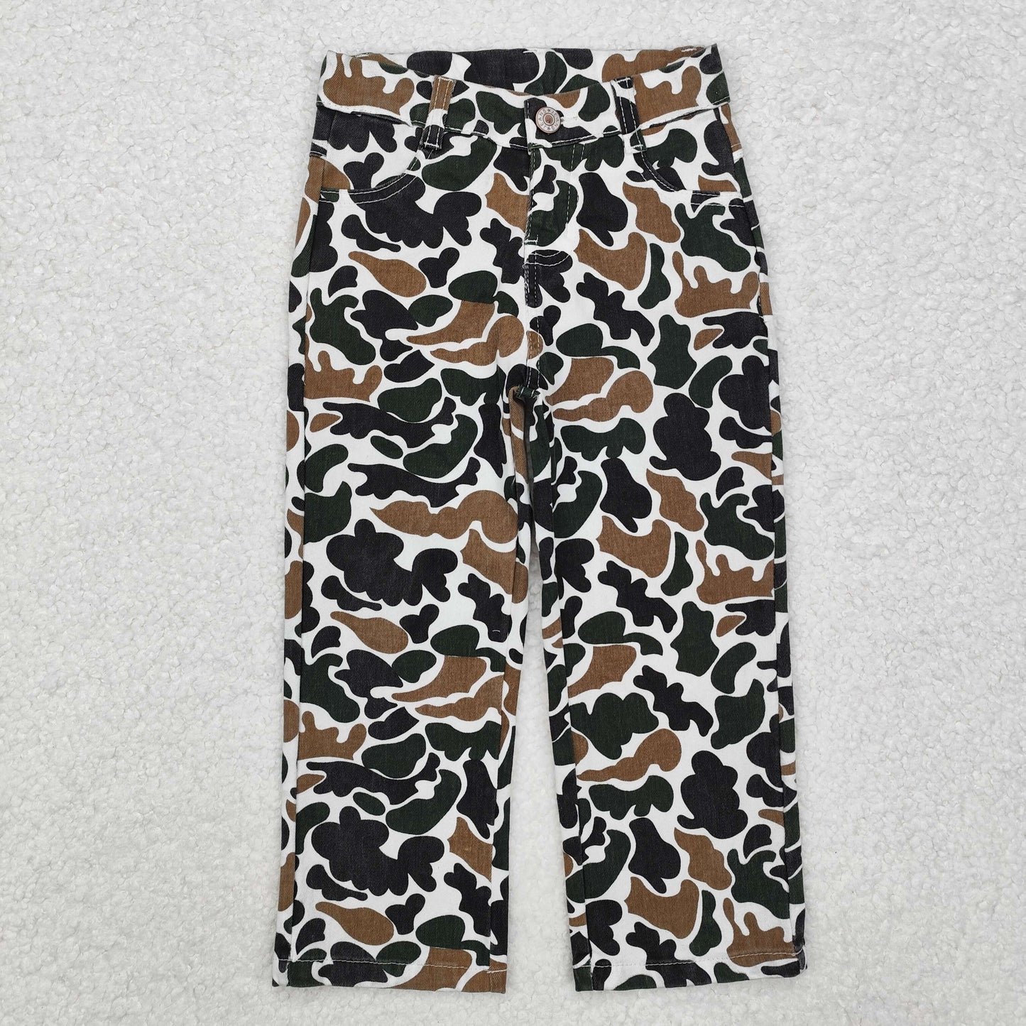 P0594 Boys' brown green camouflage beige denim trousers