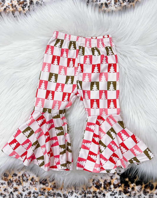 presale P0595 Pink Christmas Tree Plaid Trousers 2024 7.17