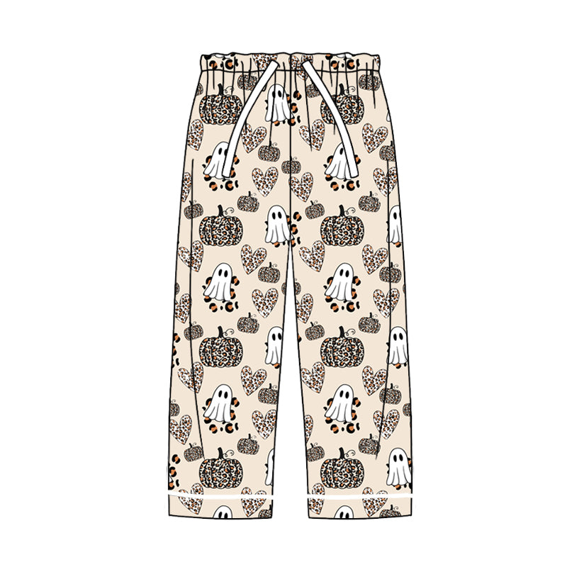 presale P0603  Adult Women Leopard Print Pumpkin Heart Ghost Beige Pants  2024 7.20