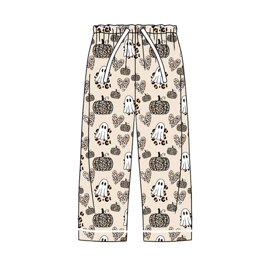 presale P0603  Adult Women Leopard Print Pumpkin Heart Ghost Beige Pants  2024 7.20