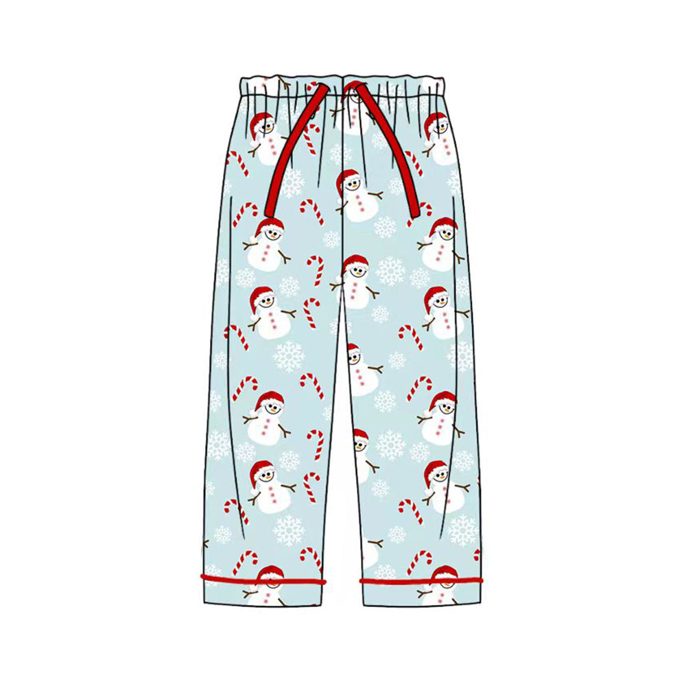 presale P0606  Adult Women Christmas Snowman Cane Blue Pants 2024 7.20