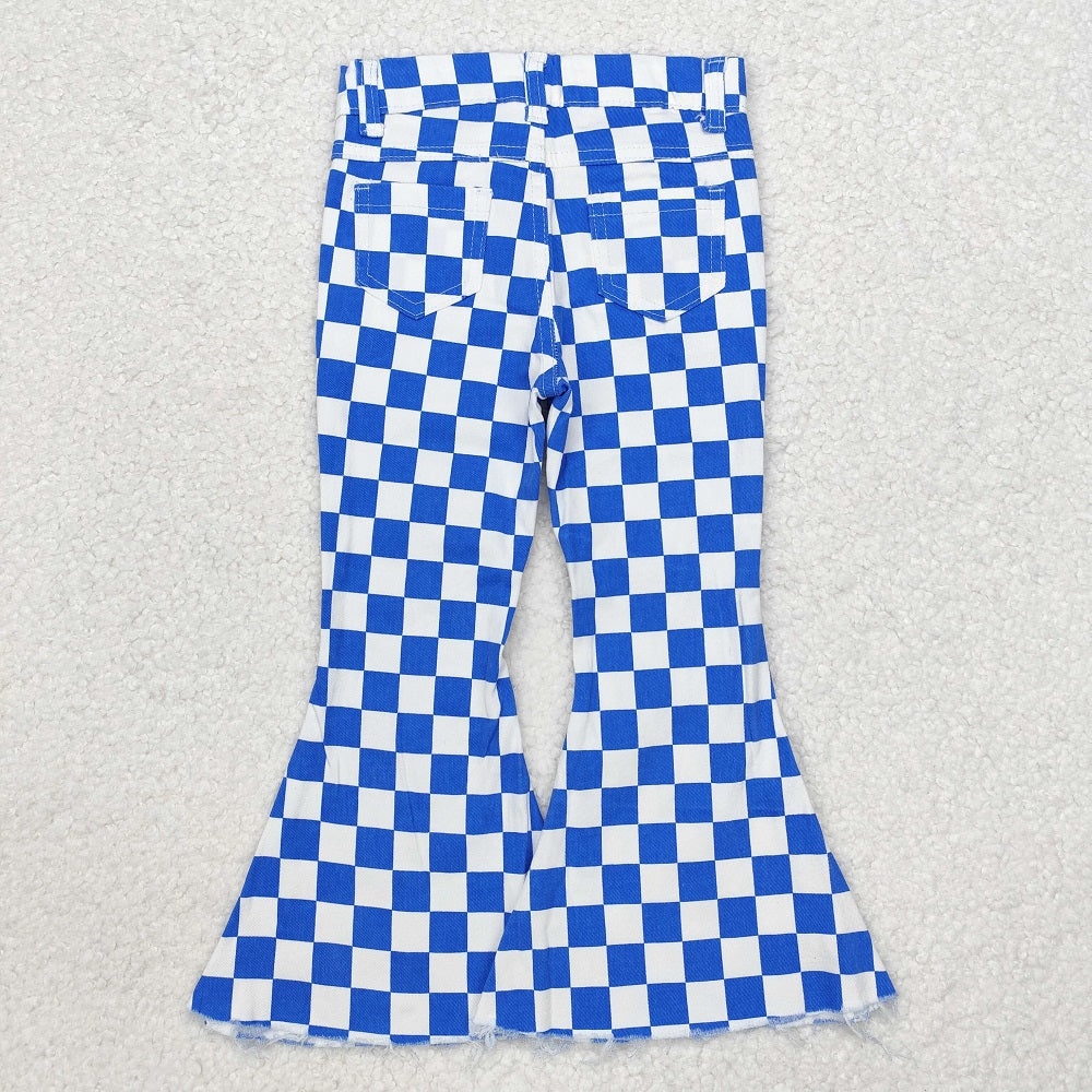 P0610 Blue Plaid Denim Pants