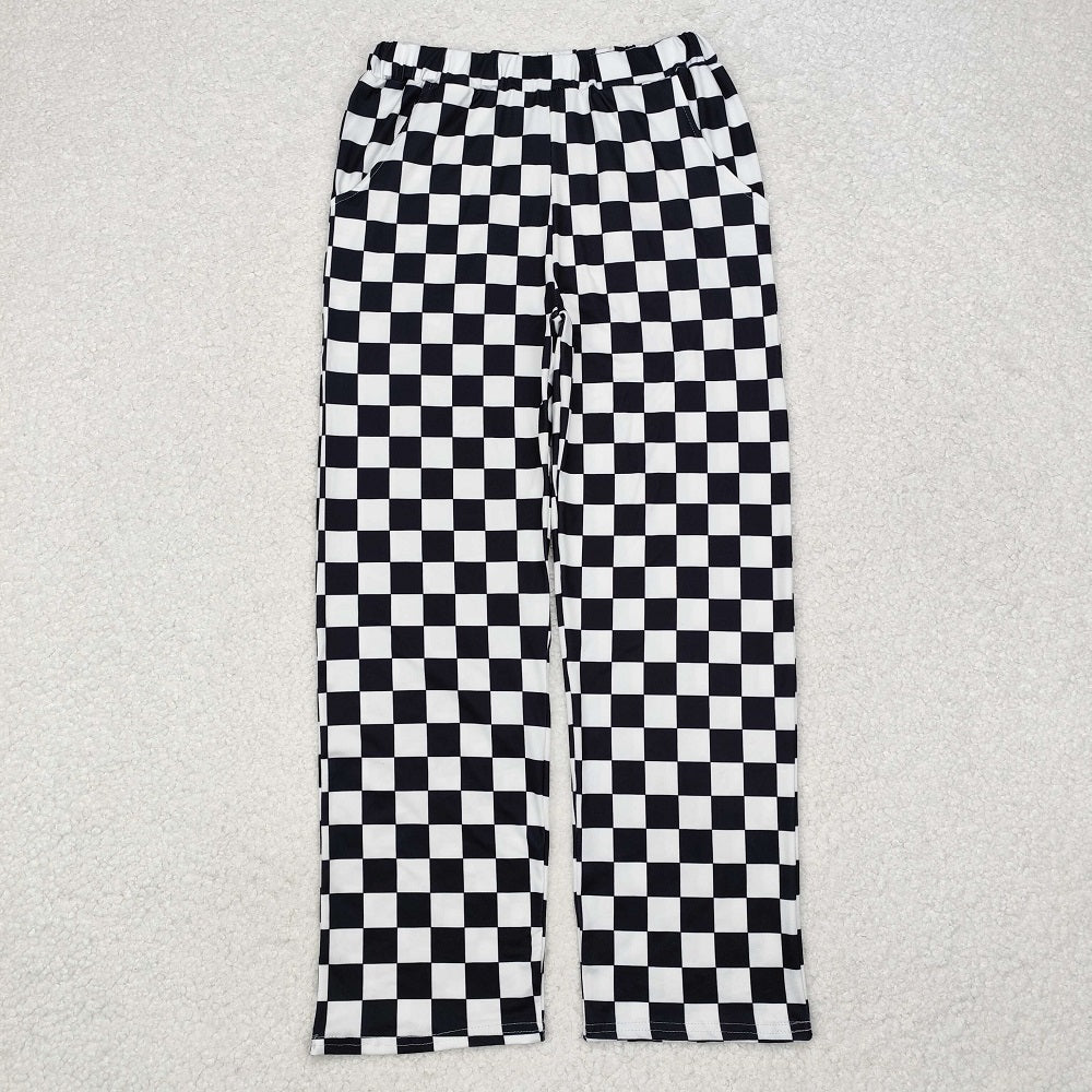 P0647  Adult women black and white plaid trousers