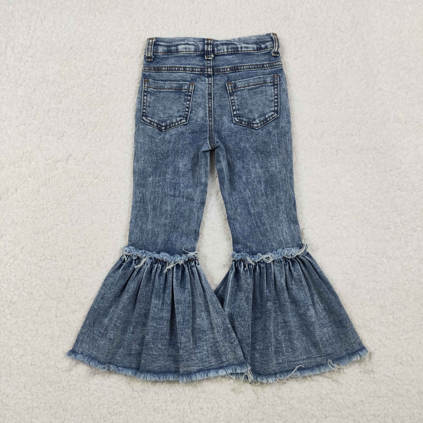 P0676 Baby Girls Navy Bleached Denim Flare Pants Jeans D 1028