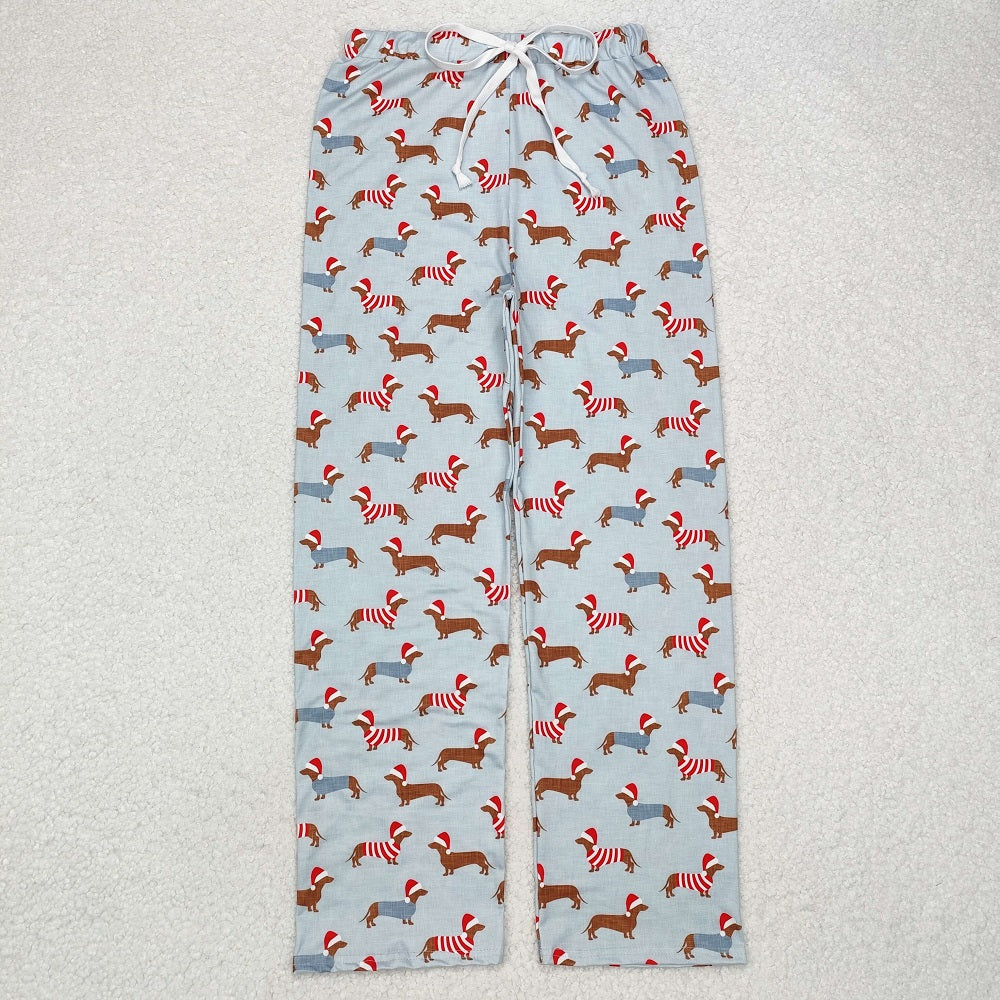 P0686  Adult male, puppy, Christmas hat, blue trousers