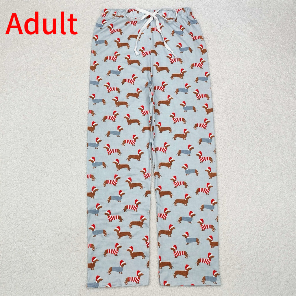 P0686  Adult male, puppy, Christmas hat, blue trousers