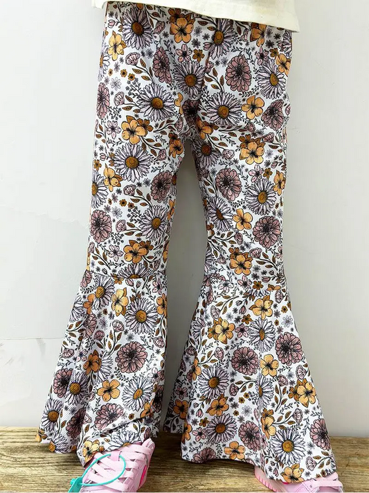 presale P0707 White trousers with pink and yellow flowers and leaves  2024 10.18