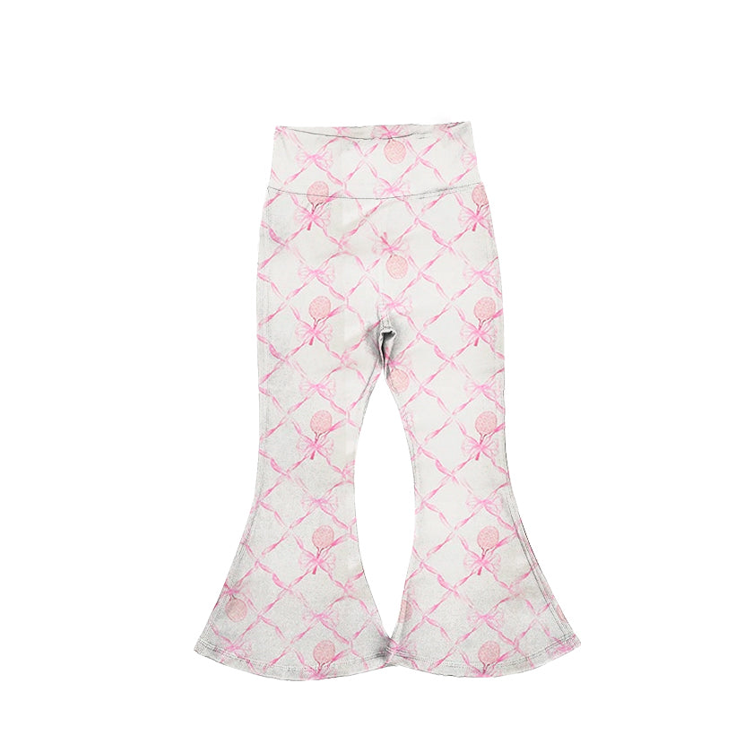 presale P0717 White yoga wear flared pants with racket bow pattern 2024 10.30