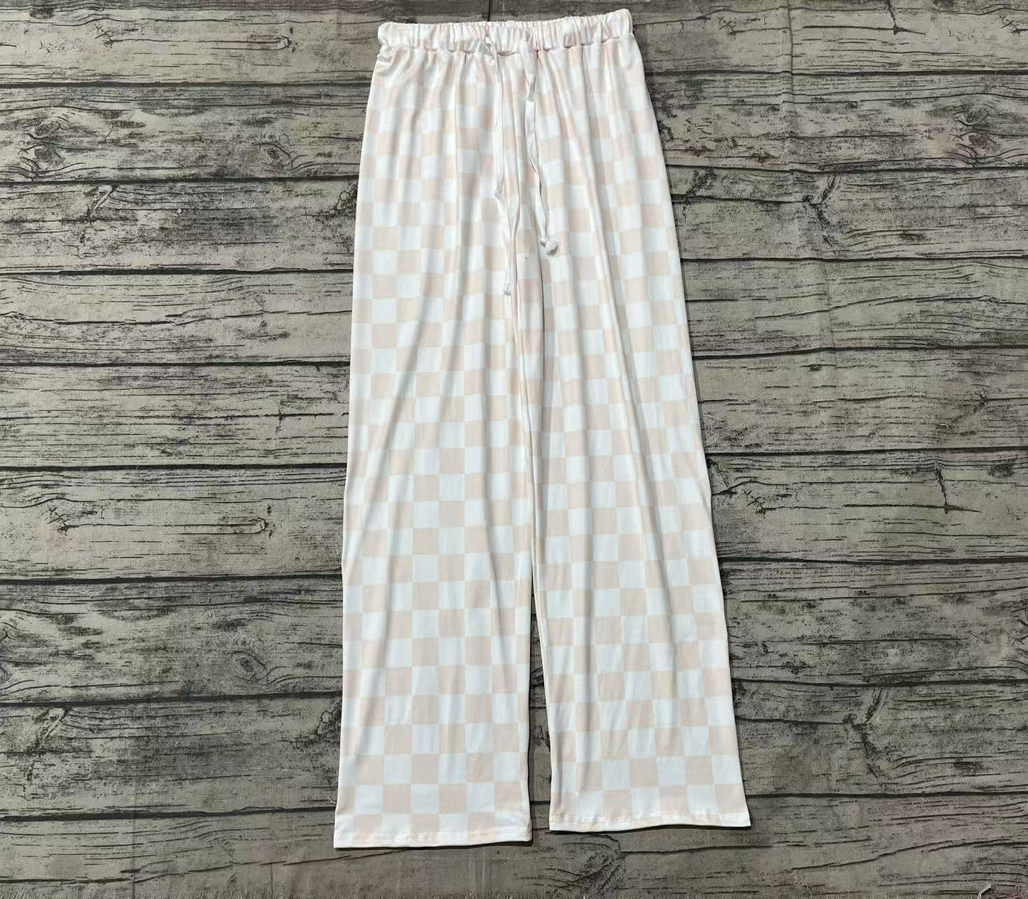 P0730  Adult Women Pink Checkered Bottom Pants