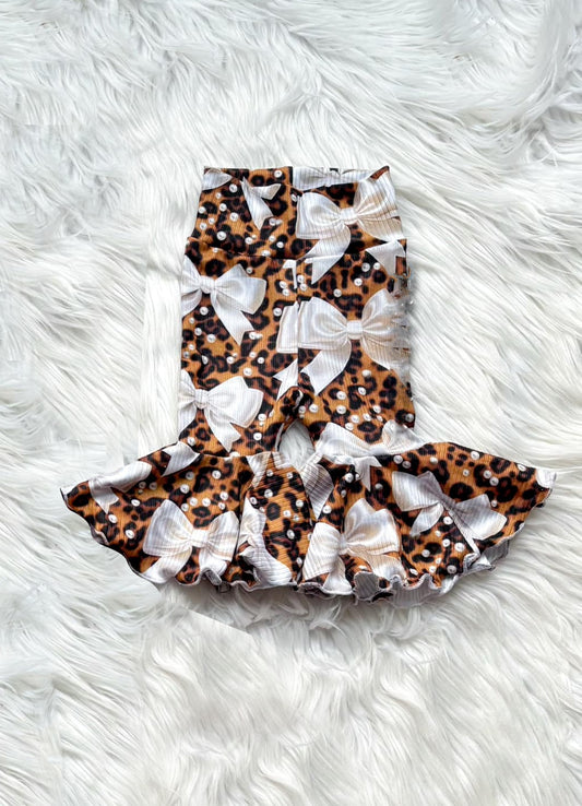presale P0750 Baby Girls Leopard Pearl Bows Bell Pants D 2.12