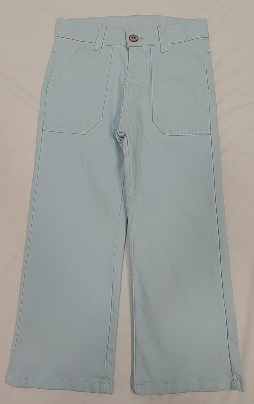 presale P0756 Baby Girls Blue Pockets Denim Straight Bottom Pants  D 3.18