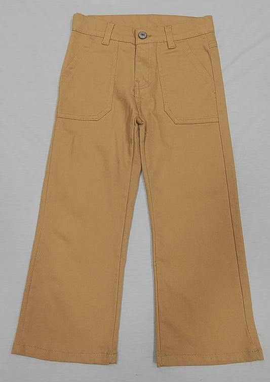 presale P0758 Baby Girls Yellow Pockets Denim Straight Bottom Pants D 3.18