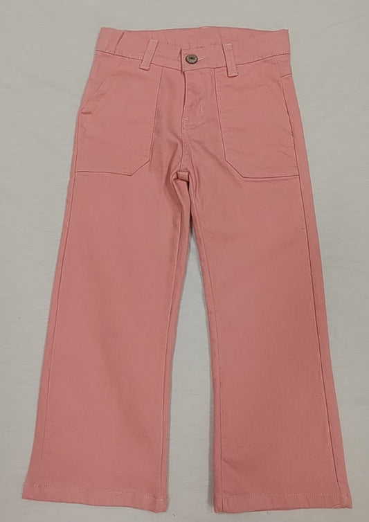 presale P0759 Baby Girls Peach Pockets Denim Straight Bottom Pants D 3.18