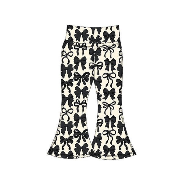 presale P0775 Baby Girls Black Bows Bell Bottom Yoga Pant  D 906