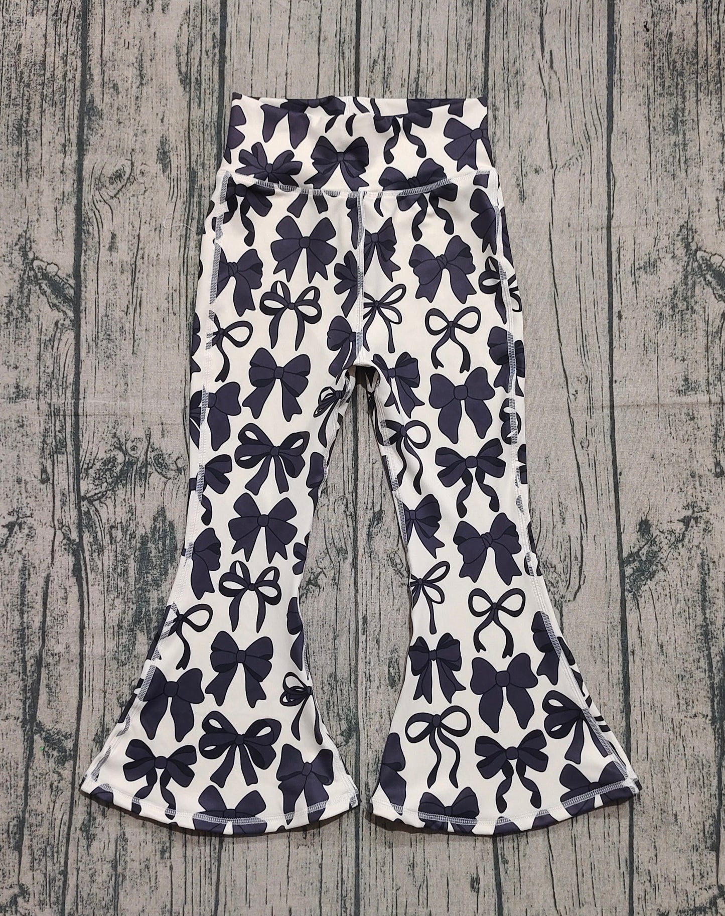 P0775 Baby Girls Black Bows Bell Bottom Yoga Pant  D 906