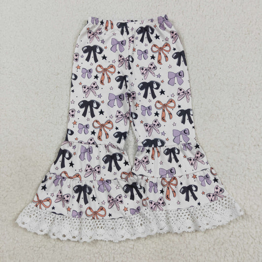 P0783  Baby Girls Colorful Bows Stars Plaid Bell Bottom Pants D 8.11