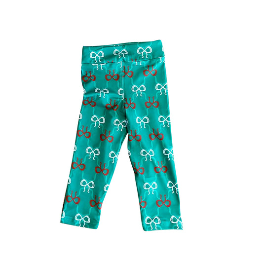 presale P0791 Baby Girls Green Bows Plaid Legging Pant D 7.3