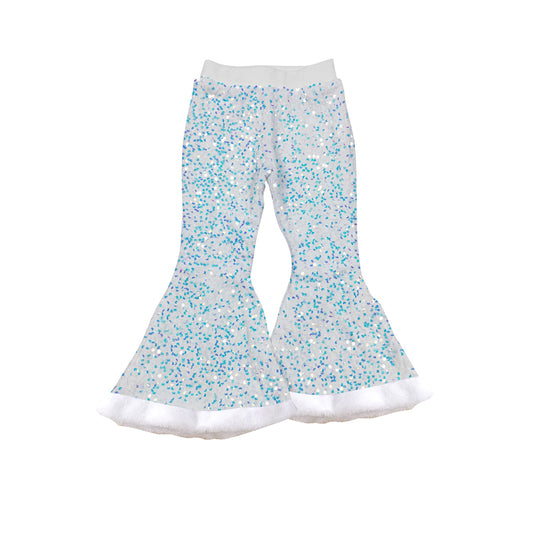 presale P0793 Baby Girls White Sequin Bell Bottom Pants  D 7.17