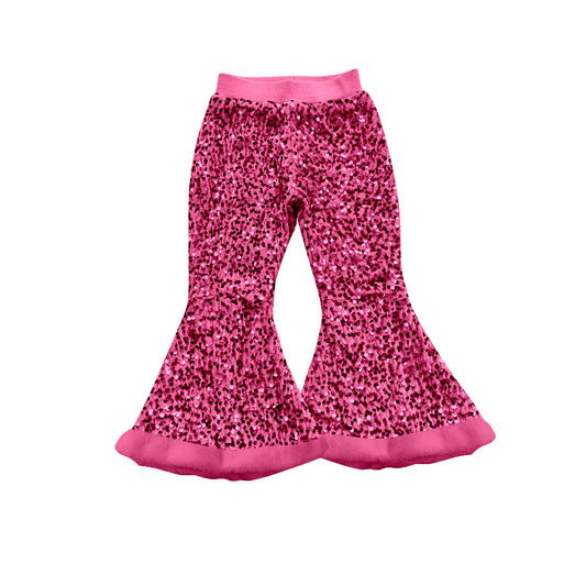 presale P0795 Baby Girls Hot Pink Sequin Bell Bottom Pants D 7.17
