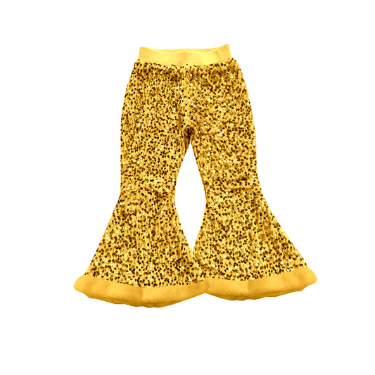 presale P0796 Baby Girls Yellow Sequin Bell Bottom Pants  D 7.17