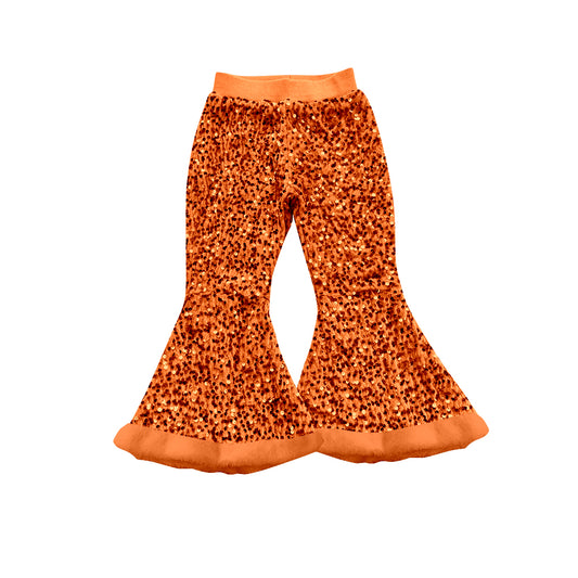 presale P0797 Baby Girls Orange Sequin Bell Bottom Pants D 7.17