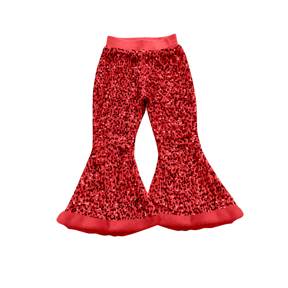presale P0798 Baby Girls Red Sequin Bell Bottom Pants   D 7.17