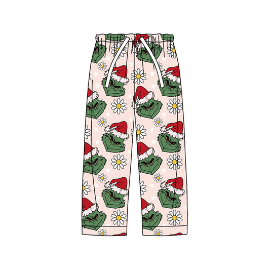presale P0803 Adult Women Green Face Flowers Flare Pants D 7.18