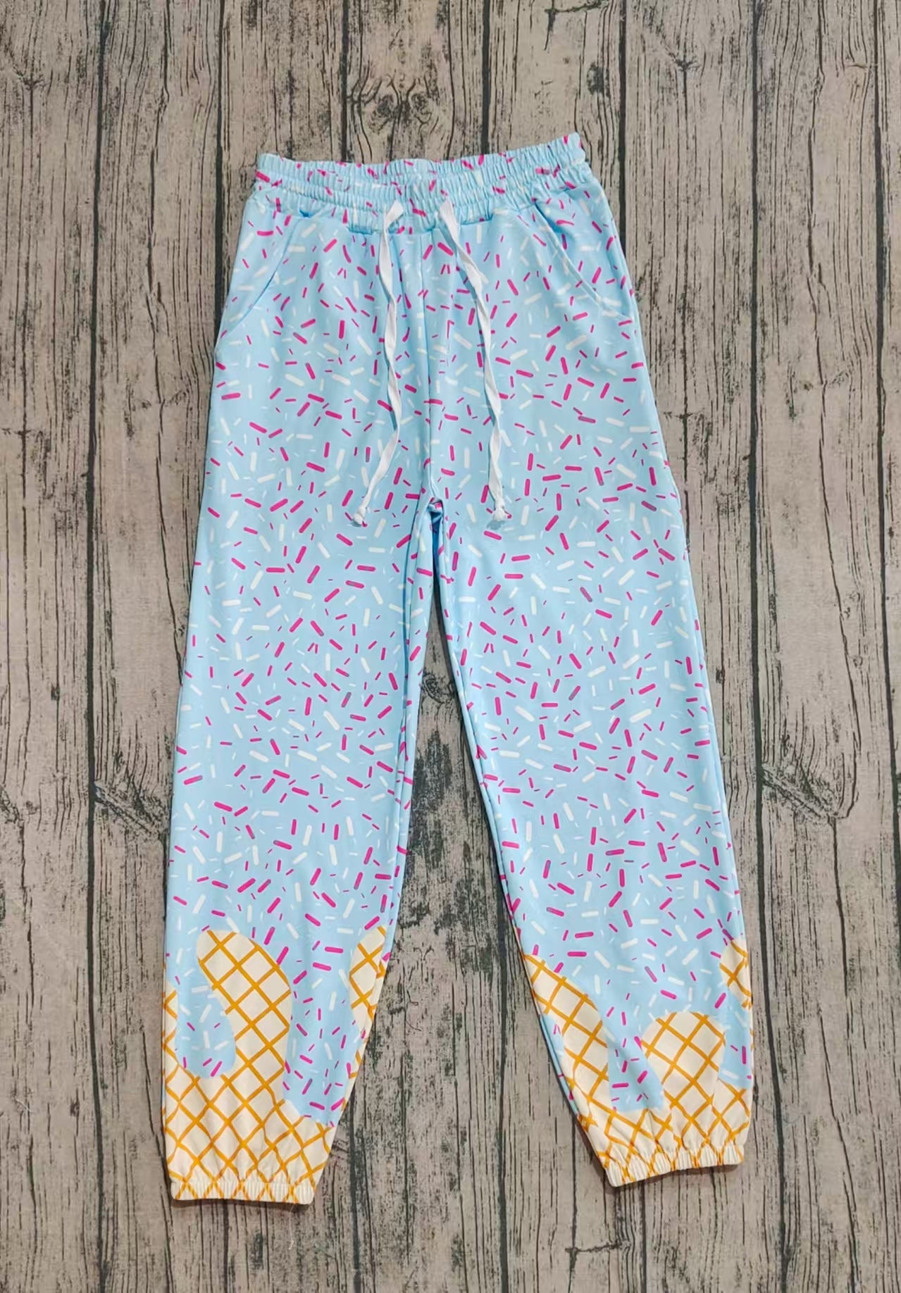 P0808 Adult Women Blue Drip Pockets Yoga Team Pants  D 822