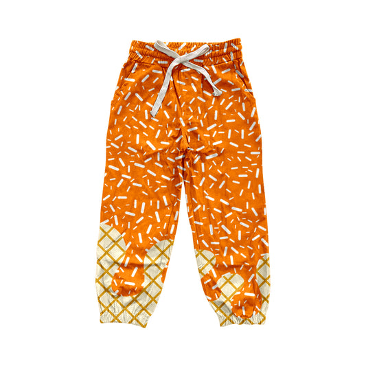 presale P0811 Adult Women Orange Drip Pockets Yoga Team Pants D 7.29