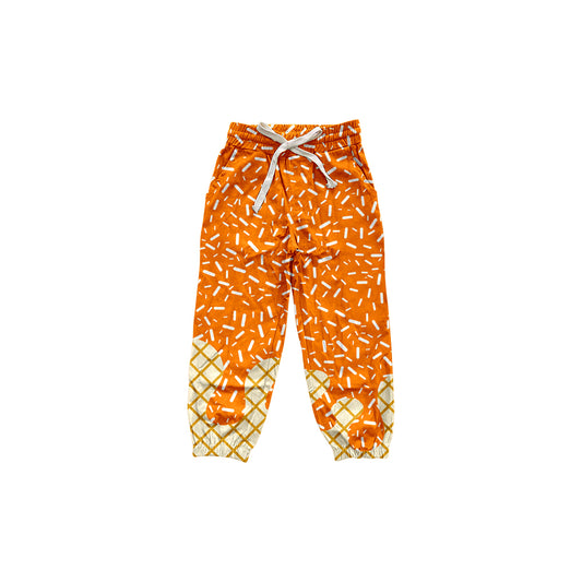 presale P0817  Baby Girls Orange Drip Team Pockets Yoga Pant D 7.29