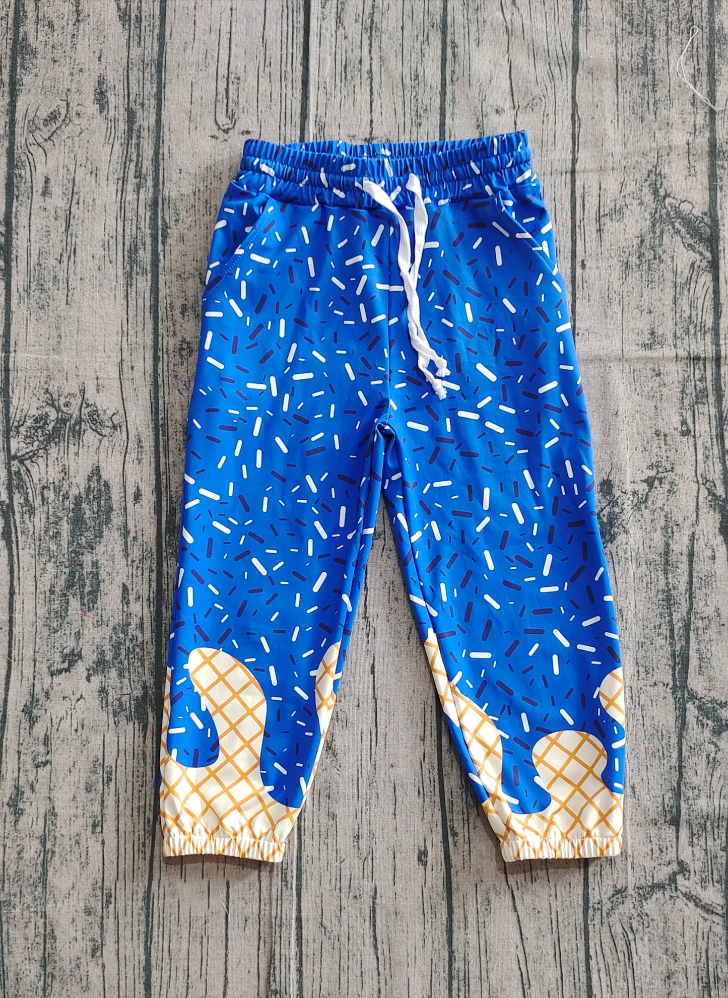 P0818 Baby Girls Hot Blue Drip Team Pockets Yoga Pant D 822