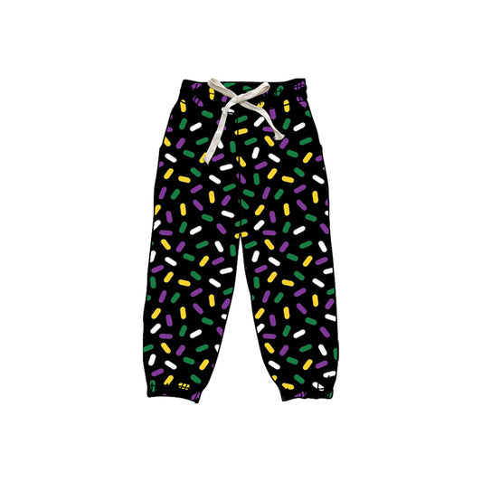 presale P0843  Baby Girls Mardi Gras Sprinkles Yoga Jogger Pants  D 909