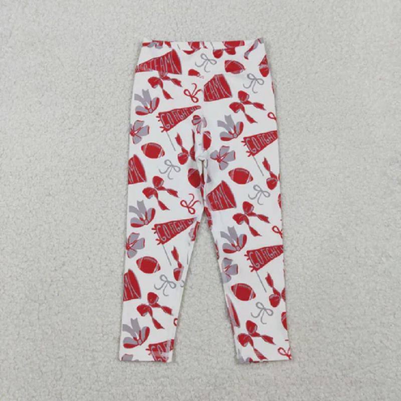 Sibling Baby Girls Bows Footballs Go Team Yoga Active Legging Pants Bottoms