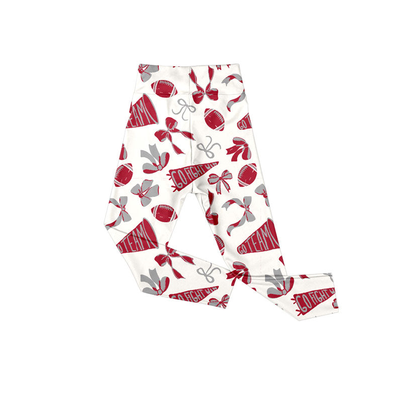 presale P0846 Baby Girls Red Go Team Footballs Bows Yoga Legging Pants  D 913