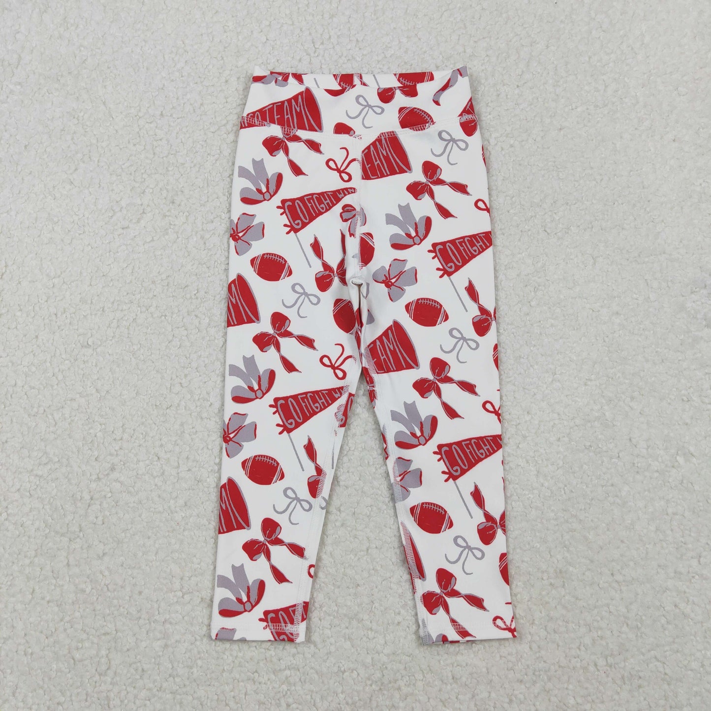 P0846 Baby Girls Red Go Team Footballs Bows Yoga Legging Pants  D 1027