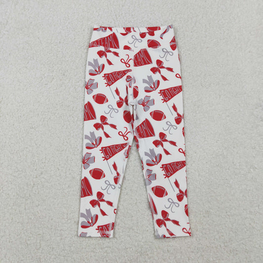 P0846 Baby Girls Red Go Team Footballs Bows Yoga Legging Pants D 1027