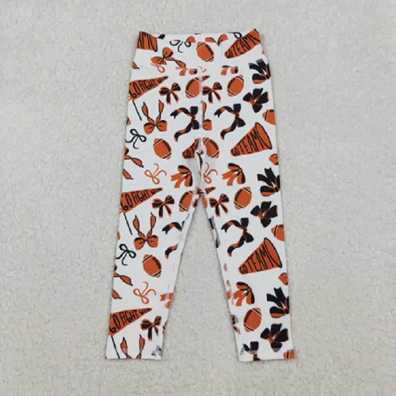 Sibling Baby Girls Bows Footballs Go Team Yoga Active Legging Pants Bottoms