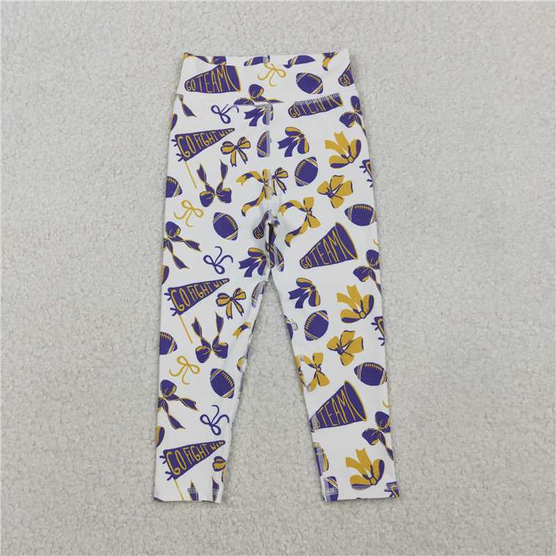 Sibling Baby Girls Bows Footballs Go Team Yoga Active Legging Pants Bottoms