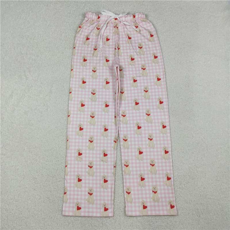 Mama And Me Girls Hearts Dogs Valentine Pajamas Set Ruffle Dress Zipper Romper Mamas Pants Bottom  D 1023