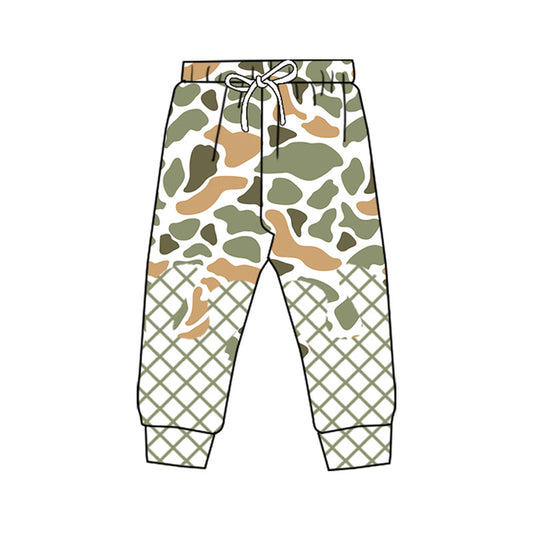 presale P0865 Baby Boys Green Orange Camo Drip Western Team Jogger With Belt D 919