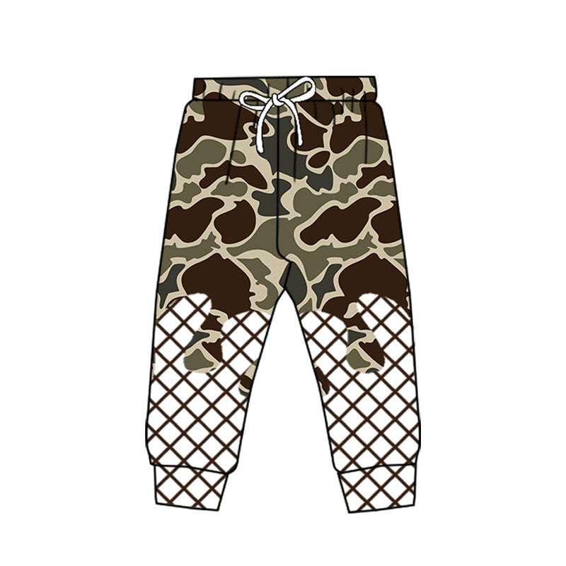 presale P0866  Baby Boys Dark Brown Camo Drip Western Team Jogger With Belt  D 919