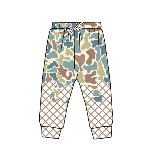 presale P0869 Baby Boys Blue Brown Camo Drip Western Team Jogger With Belt D 919