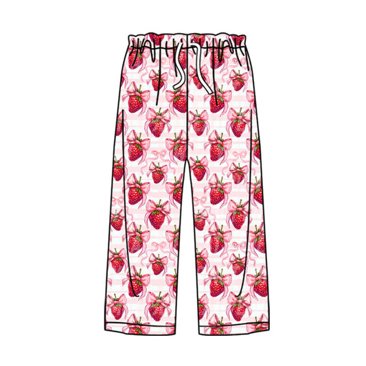 presale P0877 Adult Women Bows Strawberry Stripes Valentine Pants With Belt D 925