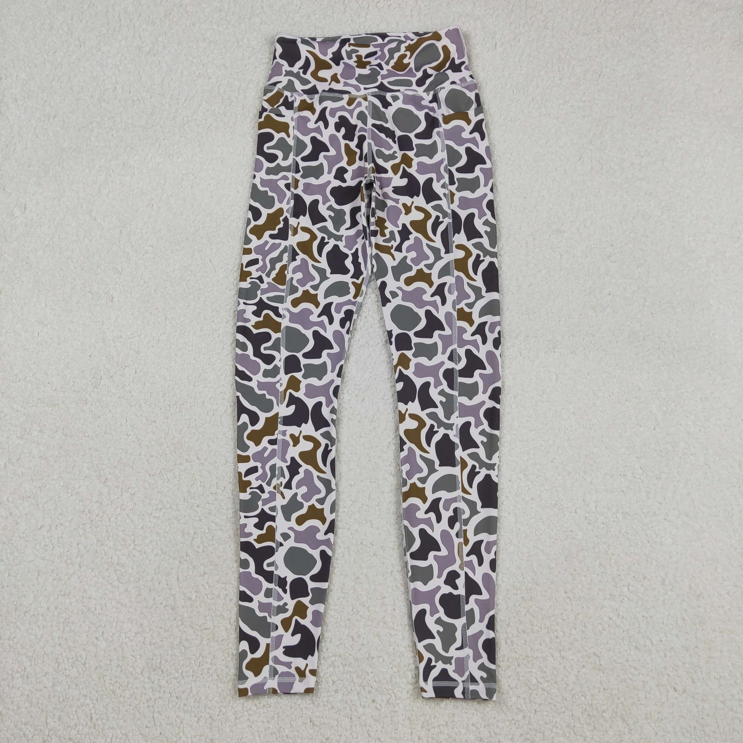 Sibling Mama And Me Lavender Camo Yoga Active Ruffle Bell Bottom Pants Southern Style Comfortable Legging Pants
