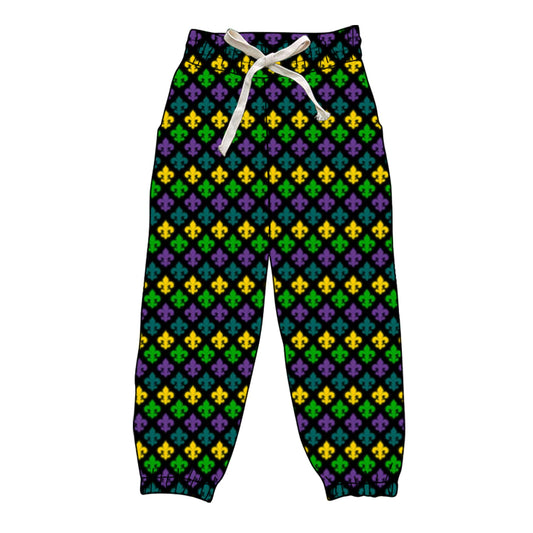 presale P0907 Adult Women Mardigras Anchors Plaid Pockets Jogger Pants D 1015