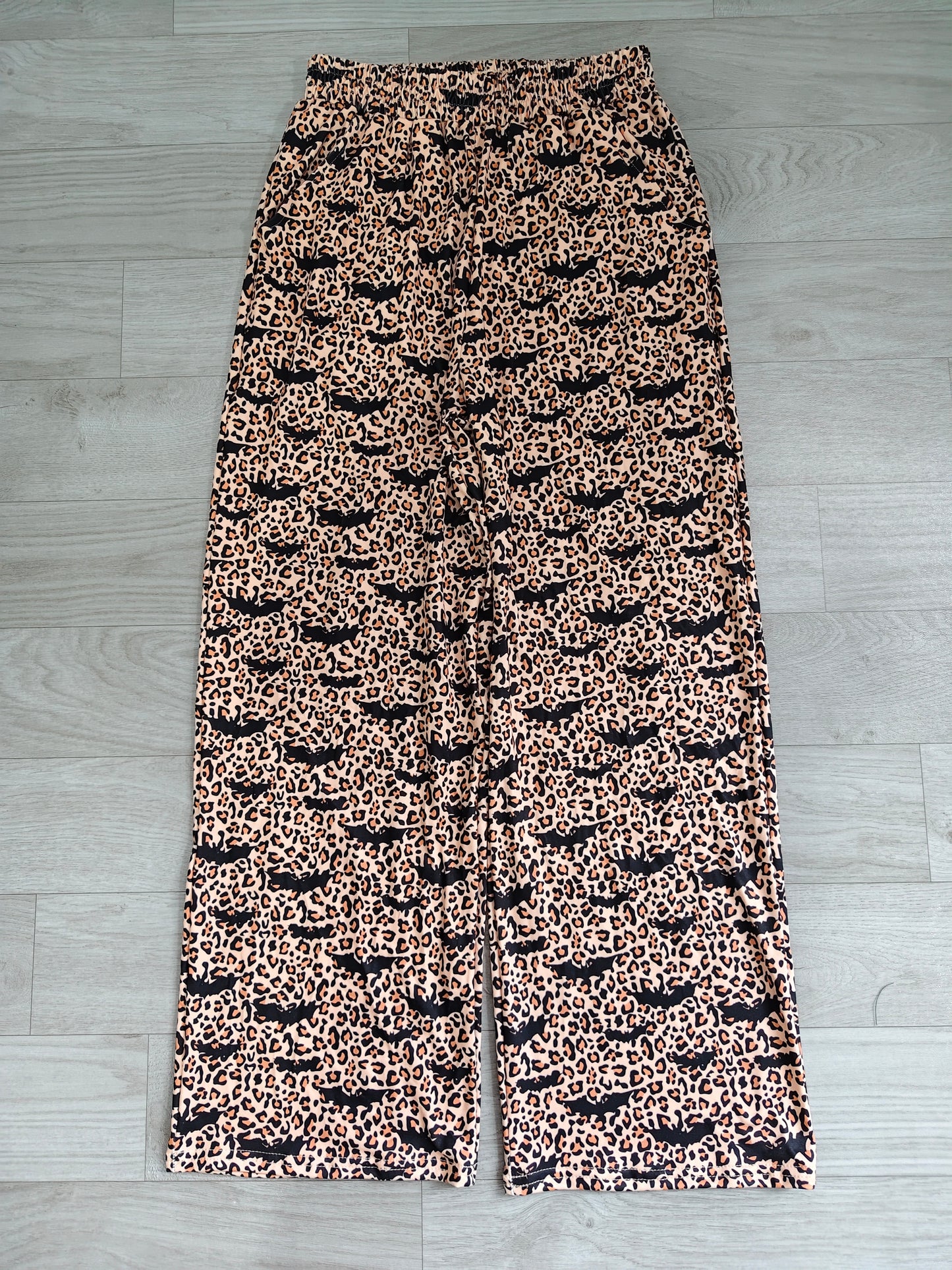 pre order halloween leopard bat wide leg pants women