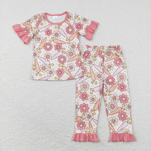 toddler girl easter pink carrot floral pajama
