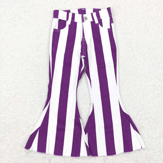 P0331 Purple and white striped denim trousers